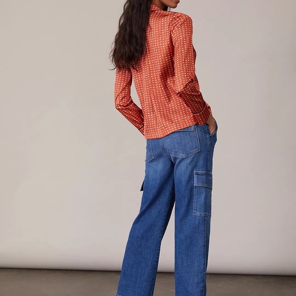 Anthropologie hutch Orange Geometric Blazer with Retro Flair - Picture 3 of 10